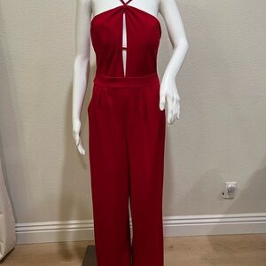 Chic Red Halter Jumpsuit